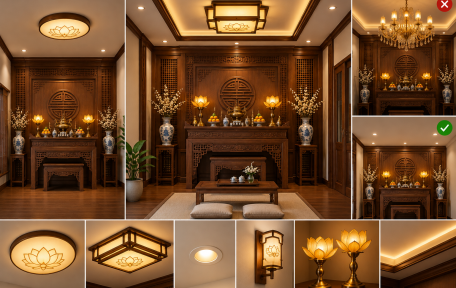 Đèn Phòng Thờ Cho Trần Thấp: Cách Chọn Đẹp, Thoáng
